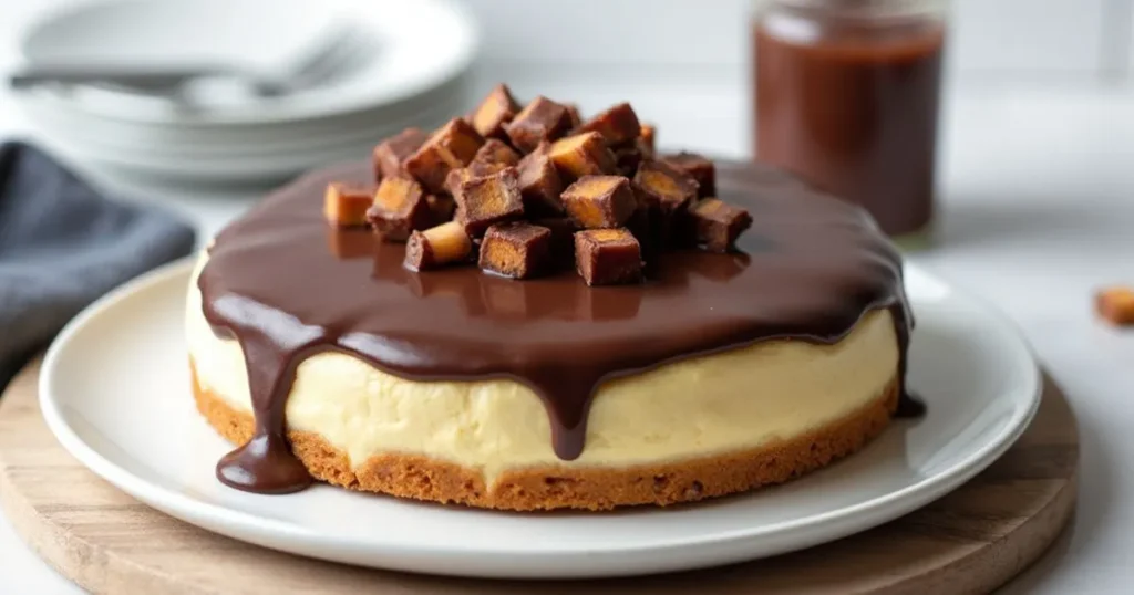 White Chocolate Snickers Cheesecake